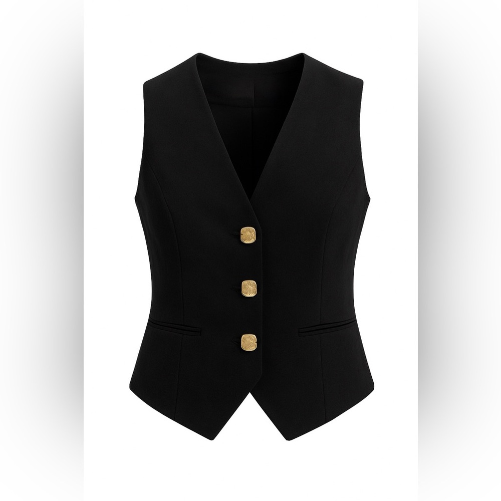 Commense Black Vest with Gold Accents